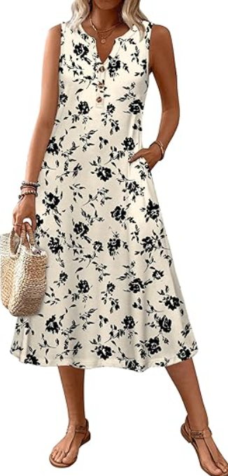 Summer Dress for Women 2026 Sleeveless Tank Midi Dress Vacation Beach Sundress Aline Boho Clothing