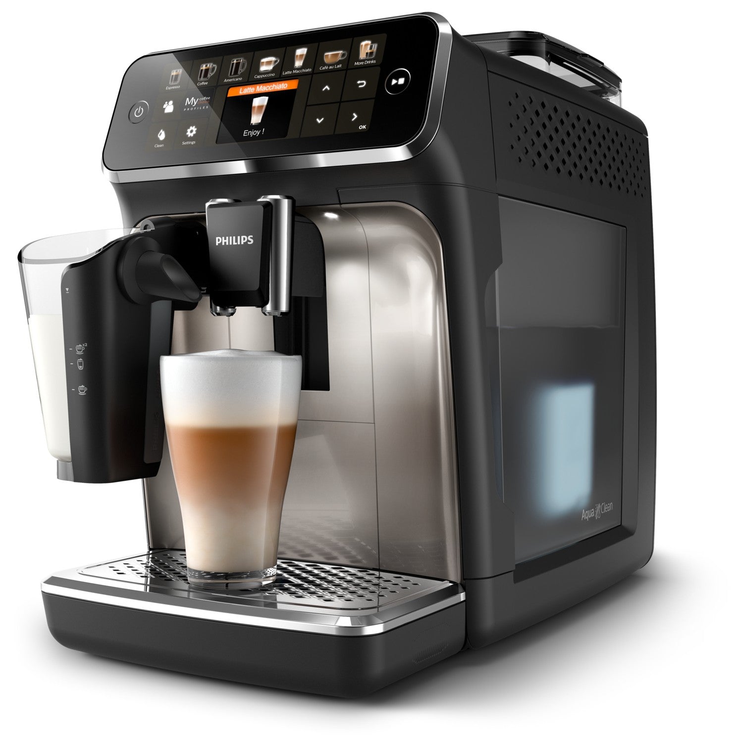 Philips 5400 Series EP5447/90 Kaffeevollautomaten, Espressomaschine, 1,8 l, Kaffeebohnen, Eingebautes Mahlwerk, 1500 W, Schwarz, Chrom
